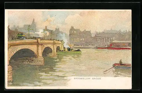 Künstler-AK Henri Cassiers: Glasgow, Broomielaw Bridge