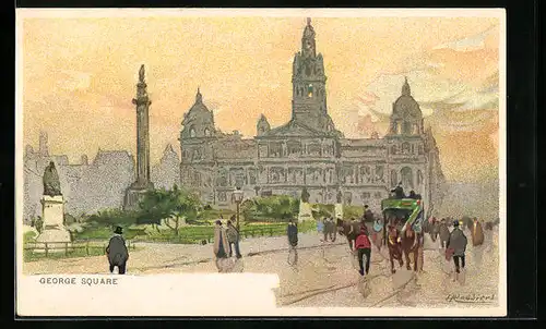 Künstler-AK Henri Cassiers: Glasgow, George Square
