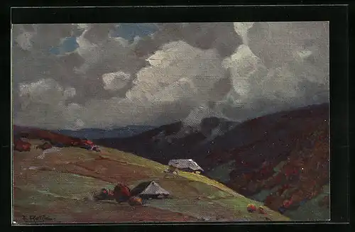 Künstler-AK Fritz Reiss: Herbst im Schwarzwald