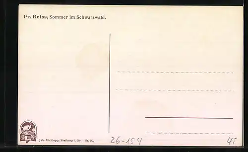 Künstler-AK Fritz Reiss: Sommer im Schwarzwald