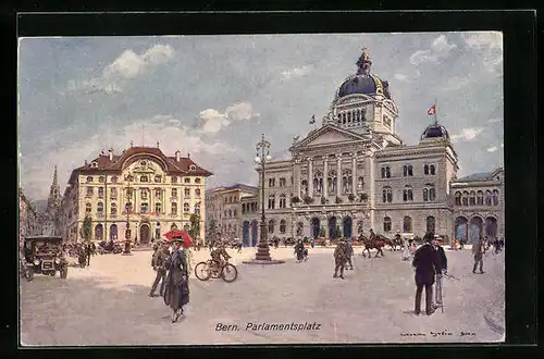 Künstler-AK Georges Stein: Bern, Parlamentsplatz