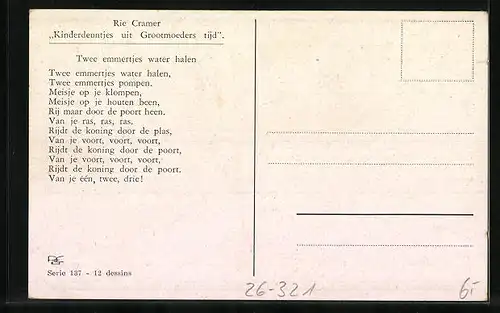 Künstler-AK Rie Cramer: Twee emmertjes water halen