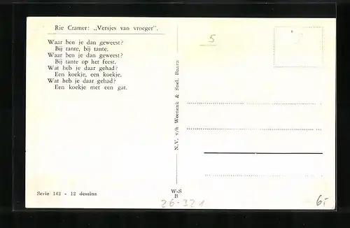 Künstler-AK Rie Cramer: Versjes van vroeger, Kaffeekränzchen