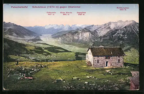 AK Patscherkofel-Schutzhaus, Berghütte gegen Oberinntal