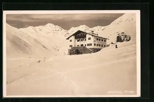 AK Kölner Haus, Berghütte im Winter