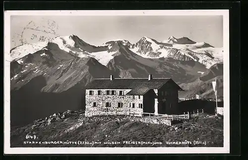 AK Starkenburger Hütte, Berghütte mit Wilden Freiger und Zuckerhütl
