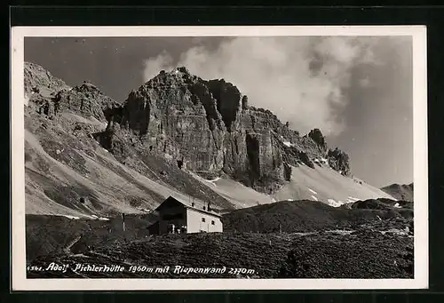 AK Adolf Pichlerhütte, Berghütte mit Riepenwand