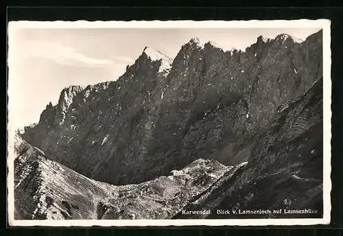 AK Lamsenhütte, Berghütte im Karwendel mit Blick vom Lamsenjoch