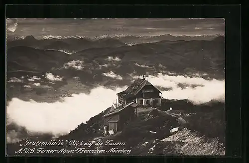 AK Gruttenhüttte, Berghütte mit Blick auf die Tauern