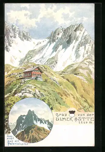 AK Ulmer Hütte, Berghütte mit Aussicht auf die Pateriolspitze