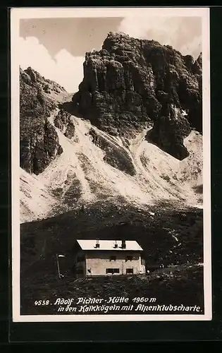 AK Adolf Pichler Hütte, Berghütte in den Kalkkögeln mit Alpenklubscharte