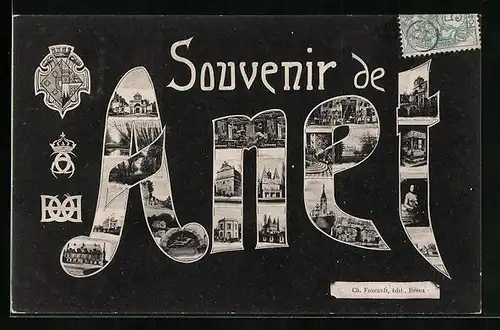 AK Anet, Gebäudeansichten in Buchstaben