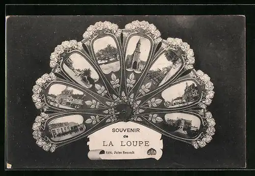 AK La Loupe, Stadtansichten in einem Fächer