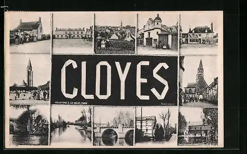 AK Cloyes, verschiedene Gebäude -und Stadtansichten
