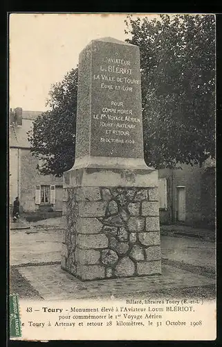 AK Toury, Monument eleve a l`Aviateur Louis Bleriot