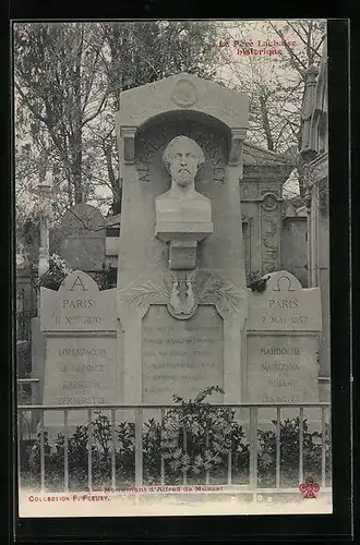 AK Paris, Pere Lachaise, Monument d`Alfred Musset