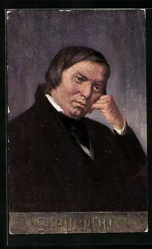 Künstler-AK Portrait des Komponisten Schumann