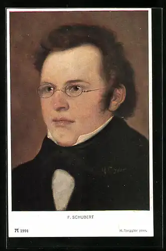Künstler-AK Portrait F. Schubert mit Brille