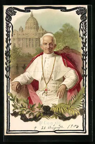 Lithographie portrait Papst Leo XIII.