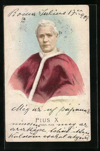 Lithographie Portrait Papst Pius X.