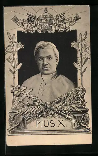 Passepartout-AK Portrait Papst Pius X.