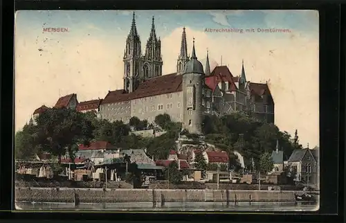 AK Meissen, Albrechtsburg mit Domtürmen