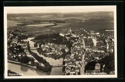 AK Donauwörth, Gesamtansicht, orig. Fliegeraufnahme