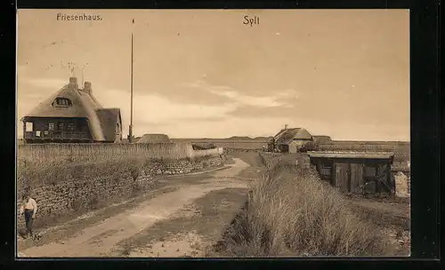 AK Sylt, Partie an zwei Friesenhäusern
