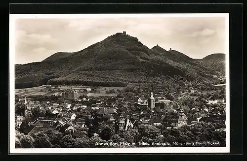 AK Annweiler / Pfalz, Panorama mit Trifels, Anebos und Münz