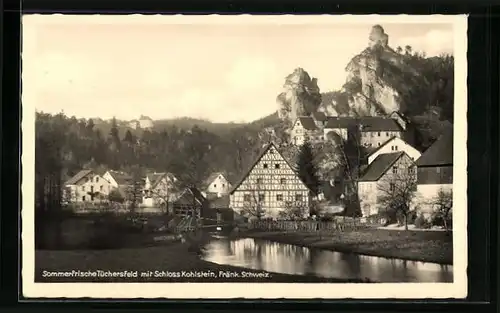 AK Tüchersfeld / Fränk. Schweiz, Teilansicht mit Schloss Kohlstein