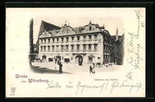 AK Würzburg, Partie am Gasthaus zum Falken