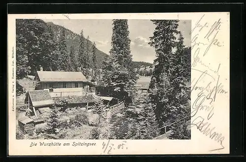 AK Neuhaus b. Schliersee, Wurzhütte am Spitzingsee