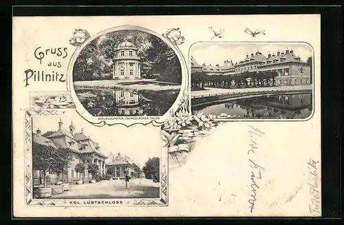 Passepartout-AK Pillnitz, Kgl. Lustschloss & Schlossgarten