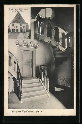 AK Soest, Brauerei von Carl Topp, Diele im Topp'schen Hause