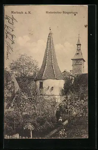 AK Marbach a. N., Historischer Bürgerturm