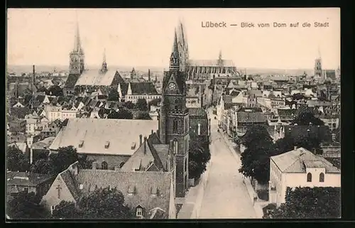 AK Lübeck, Blick vom Dom auf die Stadt
