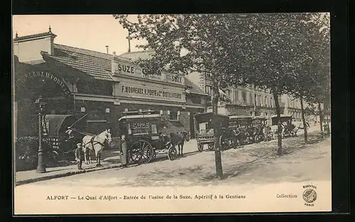 AK Alfort, Le Quai d`Alfort - Entrèe de l`usine de la Suze, Apèritif à la Gentiane