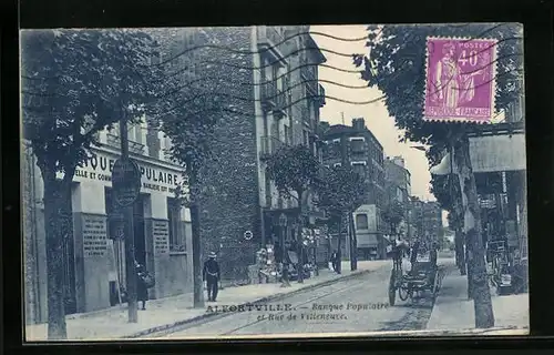 AK Alfortville, Banque Populaire et Rue de Villeneuve