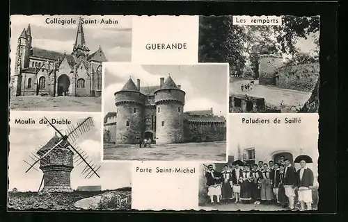 AK Guèrande, Moulin du Diable, Porte Saint-Michel, Paludiers de Saillè, Les remparts, Collègiale Saint-Aubin