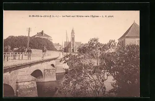 AK Saint-Mars-la-Jaille, Le Pont sur l`Erdre vers l`Èglise