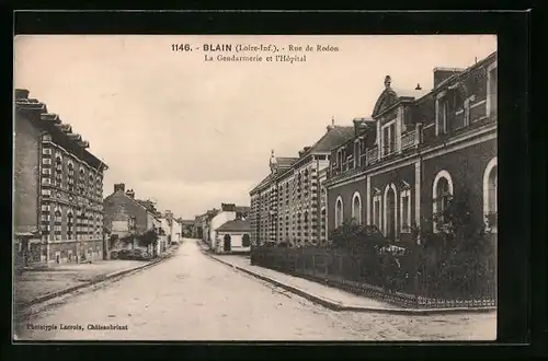 AK Blain, Rue de Redon-La Gendarmerie et l`Hopital