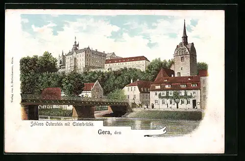 AK Gera, Schloss Osterstein mit Elsterbrücke