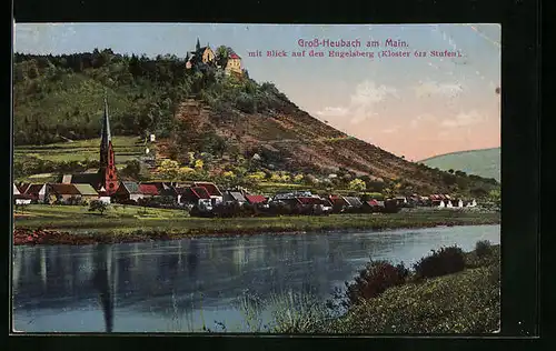 AK Gross-Heubach am Main, Ortsansicht mit Blick auf den Engelsberg
