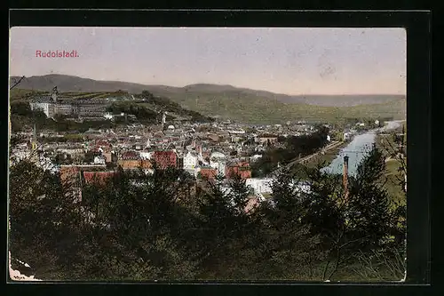 AK Rudolstadt, Totalansicht aus der Vogelschau