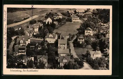 AK Schwarzburg, Das Buschbachtal aus der Vogelschau