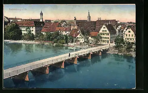 AK Rottenburg a. Neckar, Brücke über den Neckar in die Stadt