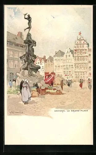 Künstler-AK Henri Cassiers: Anvers, La Grand`Place