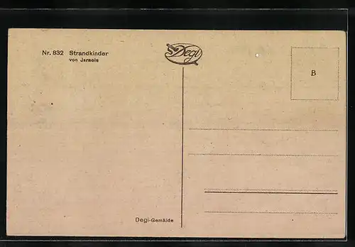 Künstler-AK Degi Nr. 832: Kinder spielen am Strand, Strandkinder, Ölgemälde-Imitations-AK