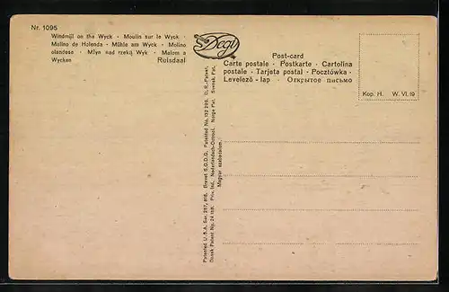 Künstler-AK Degi Nr. 1095: Mühle am Wyk, Flusspartie mit Windmühle, Ölgemälde-Imitations-AK