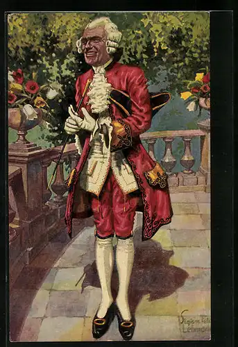 Künstler-AK Degi Nr. 1045: Der Kavalier, Lachender Herr im Rokokokostüm, Ölgemälde-Imitations-AK